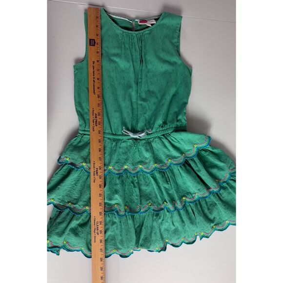 Mini Boden Girls Green Sleeveless Tiered Dress Embroidered Size 9-10Y - Picture 9 of 10